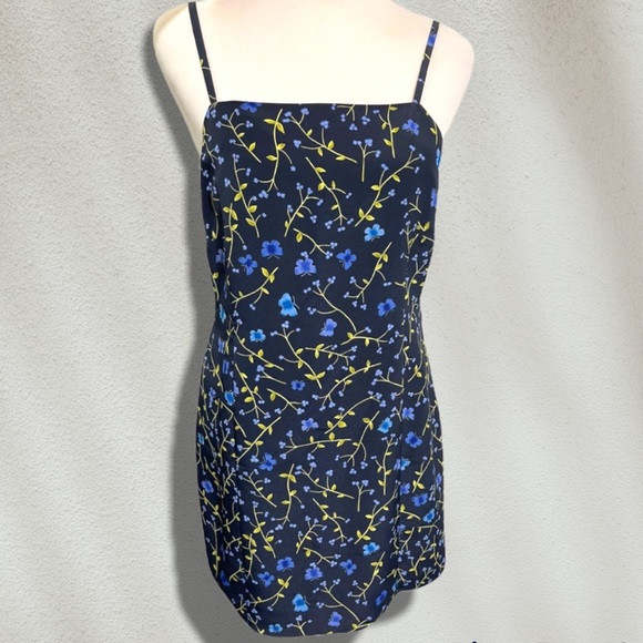 (SOLD) 90s Floral Sleeveless Mini Romper Dress Black 7/8 by Express World - Picture 3 of 12